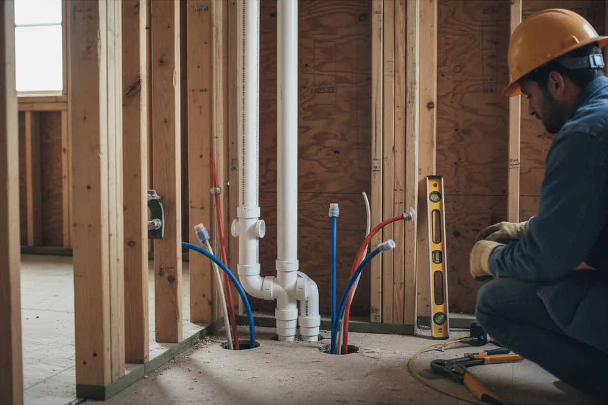 Drain and supply rough-in during Sump Pump Repair in Curlew